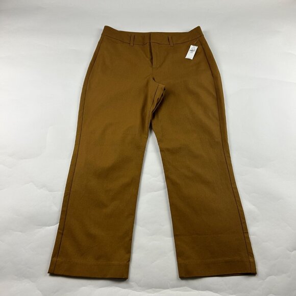 PETITE Old Navy Bourbon Stretch Canvas High Rise Straight Leg Pixie Pant 10P New - Picture 1 of 6